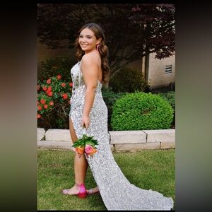 Silver Broken Glass Style Prom Dress